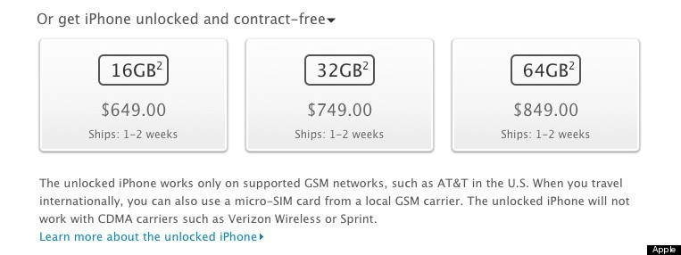 Iphone 4s Price In Usa Without Contract Unlocked