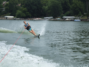 Denise skiing